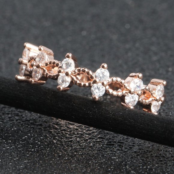 NEW 18K Rose Gold Double Round Diamond Ring - Picture 7 of 9